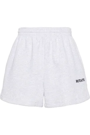 ROTATE Logo-embroidered mélange shorts