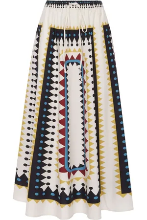 La DoubleJ Geometric-print cotton maxi skirt