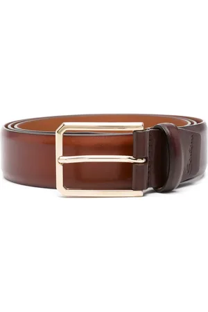 santoni Logo-debossed leather belt