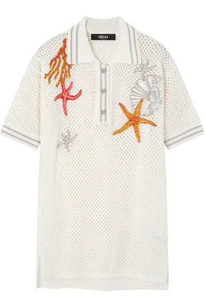 VERSACE Crochet-knit polo shirt
