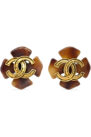 CHANEL 1994 four leaf clover CC clip-on earrings