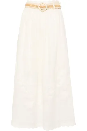 ZIMMERMANN Embroidered linen maxi skirt
