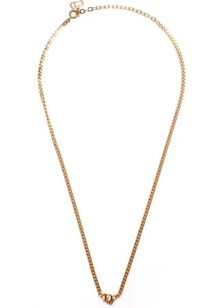 Dior Logo-lettering pendant curb chain necklace