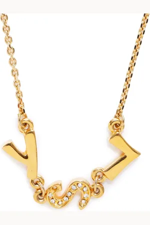 Saint Laurent Plated YSL rhinestone necklace