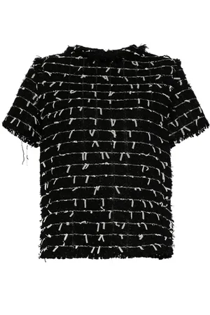 ISABEL SANCHIS Frayed-detailing tweed top
