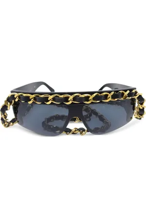 CHANEL 1990-2000s chain shield-frame sunglasses