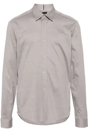 HUGO BOSS Geometric-pattern cotton shirt
