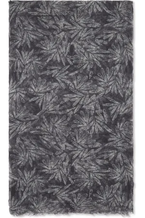 Brunello Cucinelli Leaf-print cashmere scarf