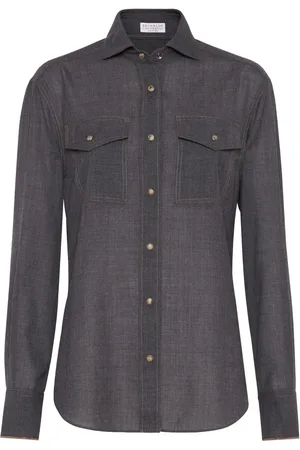 Brunello Cucinelli Monili-trim virgin wool shirt
