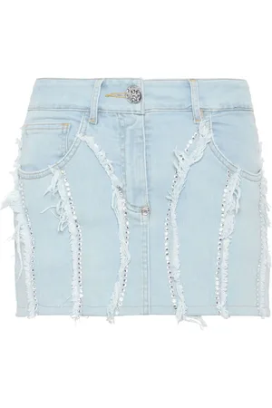 Philipp Plein Crystal-embellished denim miniskirt