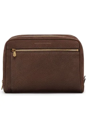 Brunello Cucinelli Logo-stamp leather wash bag
