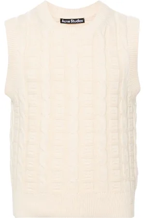 Acne Studios Face logo-appliqué cable-knit jumper