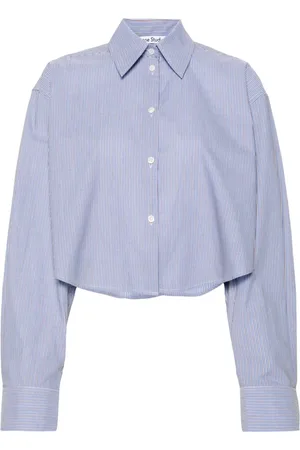Acne Studios Striped cropped cotton shirt