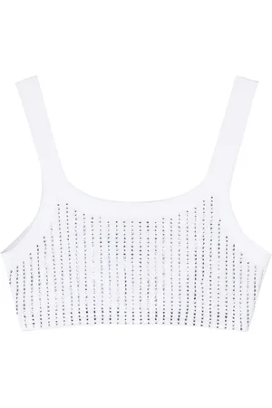 The Attico Rhinestoned cotton crop top