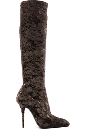 Saint Laurent Ella 110mm crushed-velvet boots