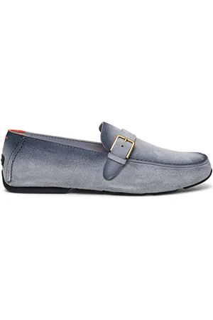 santoni Buckle-detail suede loafers