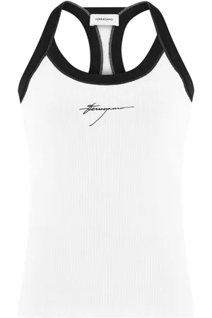Salvatore Ferragamo Logo-embroidered cotton tank top