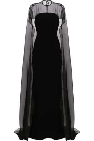 ISABEL SANCHIS Cape-overlay silk gown