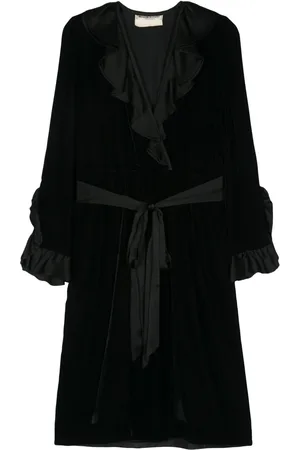 Saint Laurent 1980s velvet belted midi dress