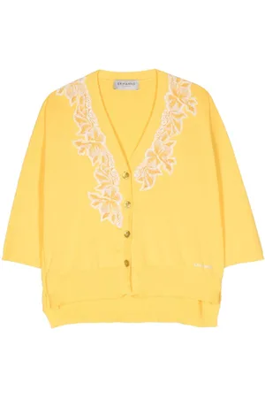 Ermanno Firenze Floral-embroidered knitted cardigan