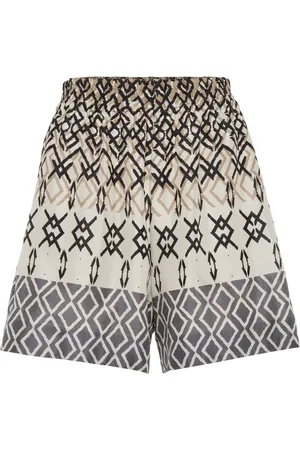 Brunello Cucinelli Geometric-pattern silk shorts