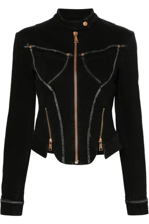 VERSACE Zip-detail denim jacket