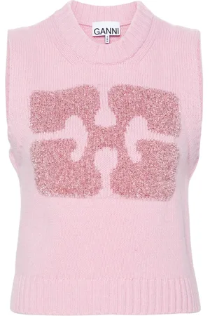 Ganni Glittery-logo sleeveless vest