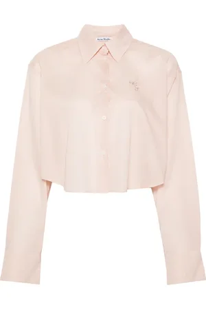 Acne Studios Logo-embroidered cotton crop shirt