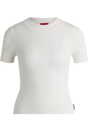 HUGO BOSS Mock-neck ribbed-knit top