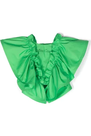 MISS GRANT Logo-embellished ruffled blouse