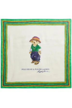 Ralph Lauren Polo Bear striped-trim cotton scarf