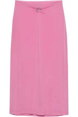 MACCAPANI Floral-appliqué jersey midi skirt