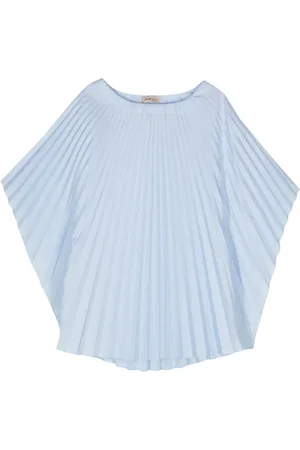BLANCA Boat-neck pleated blouse