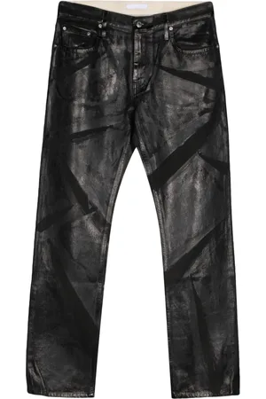 Helmut Lang Foil-print low-rise straight-leg jeans