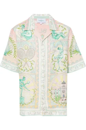 Casablanca Vase-print linen shirt