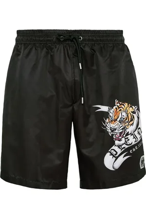 Philipp Plein Tattoo-print drawstring swim shorts