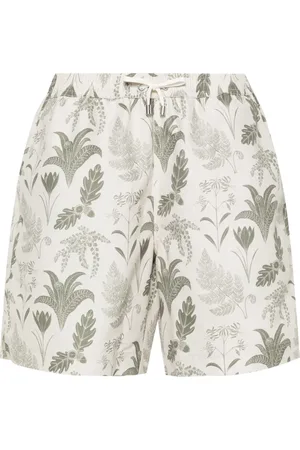 Sunspel Leaf-print swim shorts