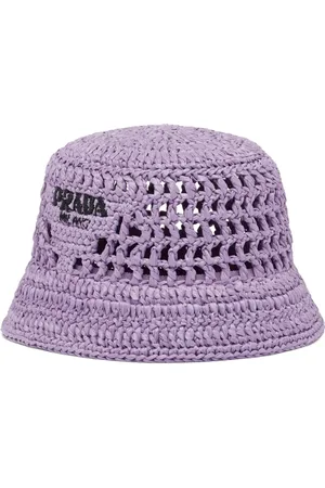 Prada Logo-embroidered crochet bucket hat
