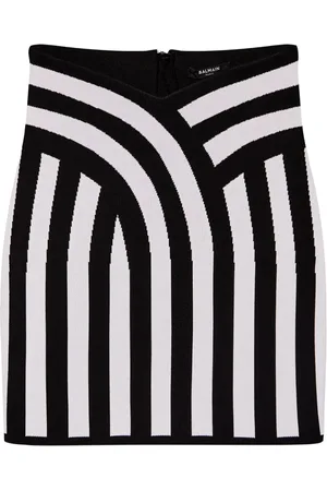 Balmain Striped intarsia-knit miniskirt