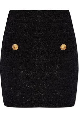Balmain High-waisted bouclé miniskirt