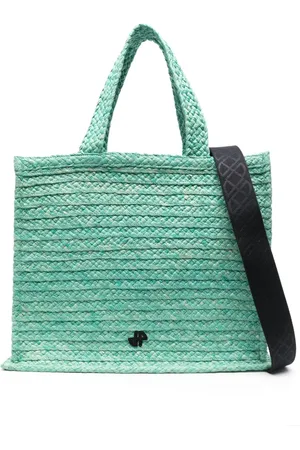 Patou JP-patch raffia tote bag