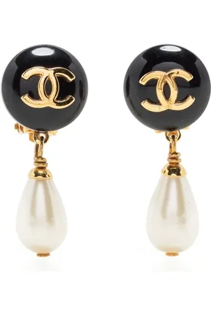 CHANEL 1996 CC faux-pearl drop earrings