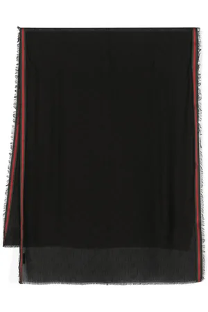 Gucci Web-stripe frayed scarf