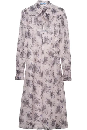 Prada Floral-print chiffon midi dress