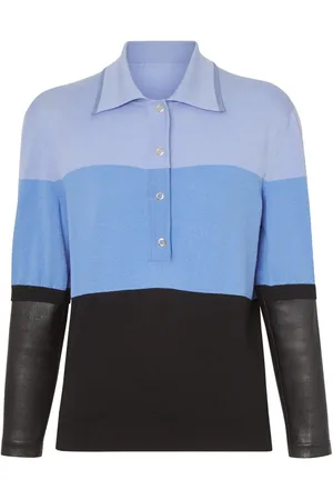 Burberry Long-sleeve leather detail polo shirt