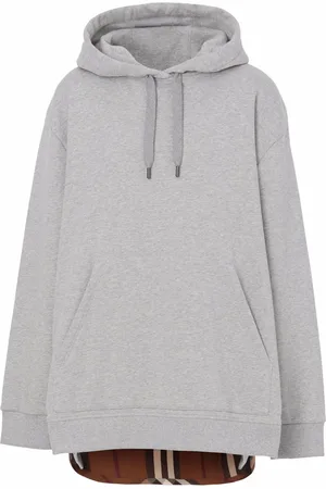 Burberry Check-panel cotton hoodie