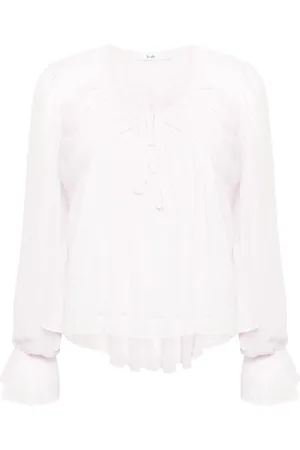 B+AB Draped-detail sheer blouse