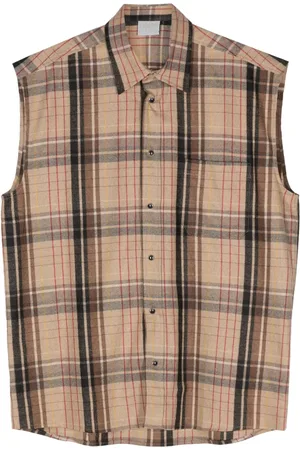 VTMNTS Tarta-check flannel sleeveless shirt