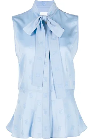 Burberry Logo-jacquard pussy-bow blouse