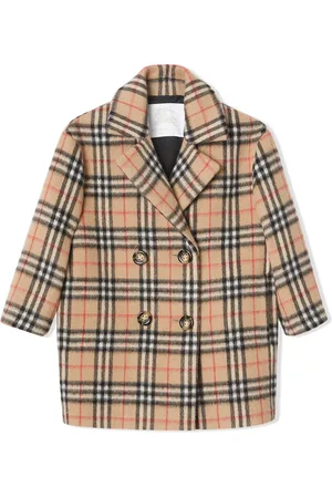 Burberry Vintage Check Alpaca Wool Blend Pea Coat
